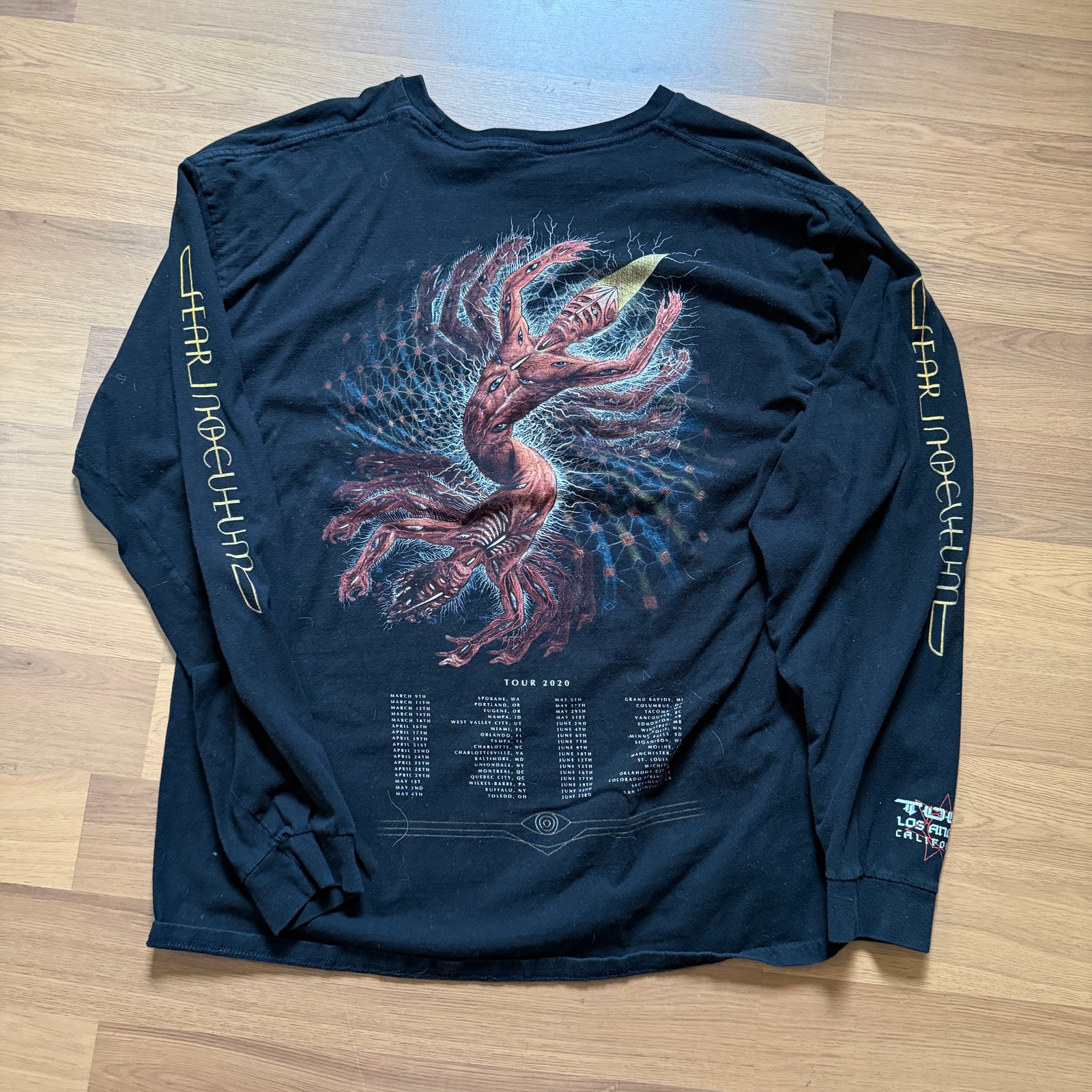 Official Tool 2020 Fear Inoculum Us Concert Tour Black Long Sleeve Shirt Sz 2xl
